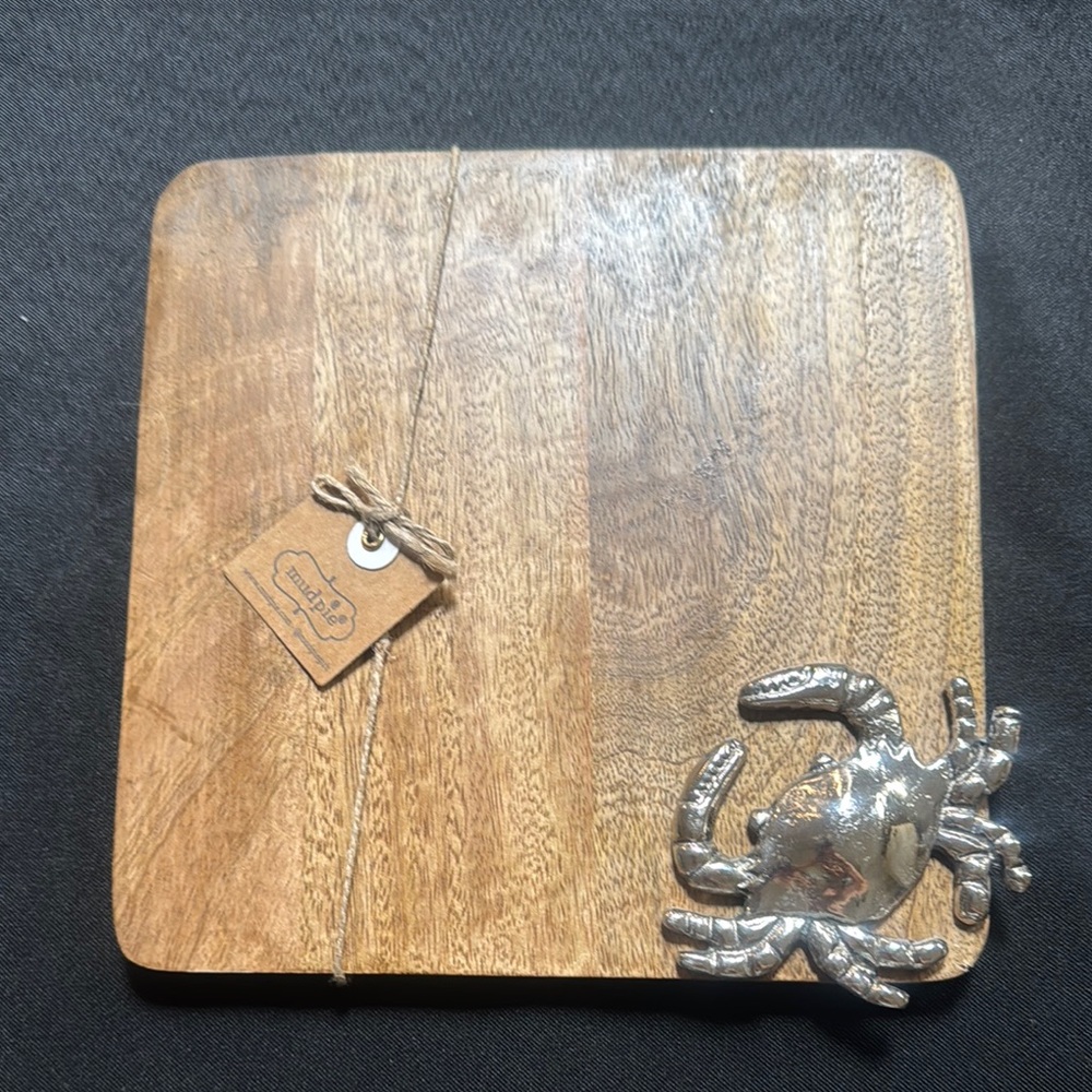 Mud Pie Serving Board with Silver Crab Accent